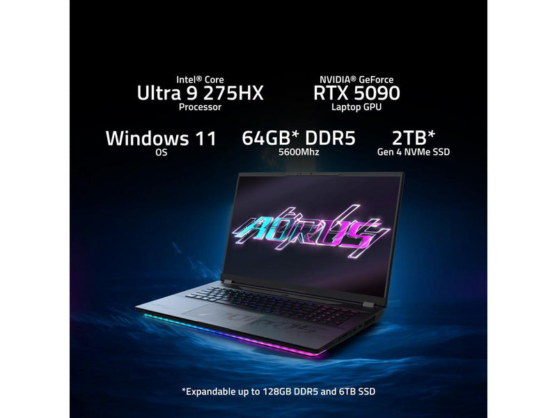 GIGABYTE - 18" GeForce RTX 5090 Laptop GPU - Intel Core Ultra 9 275HX  - 64GB