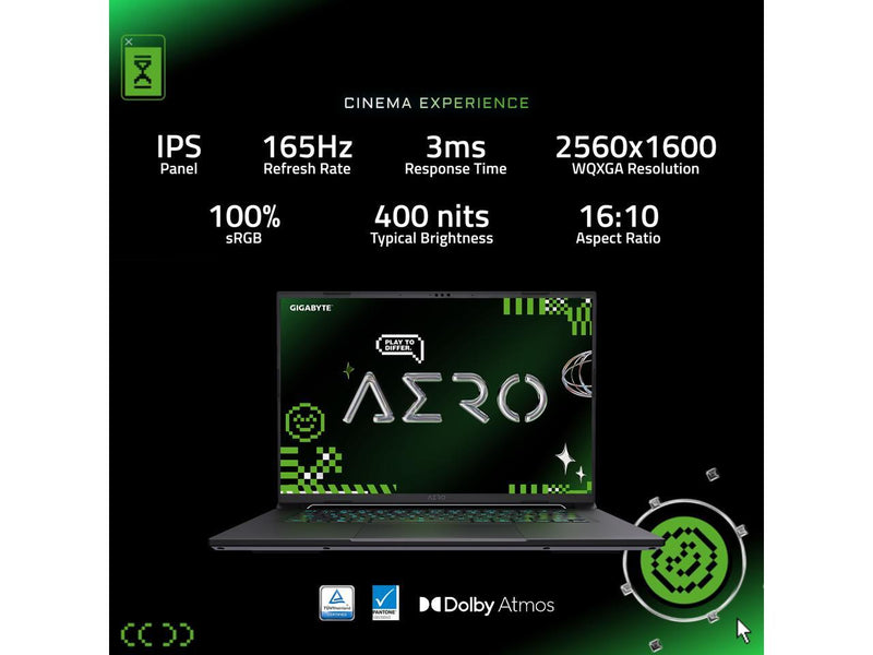 GIGABYTE AERO X16; Copilot+ PC - 165Hz 2560x1600 WQXGA - NVIDIA GeForce RTX 5070