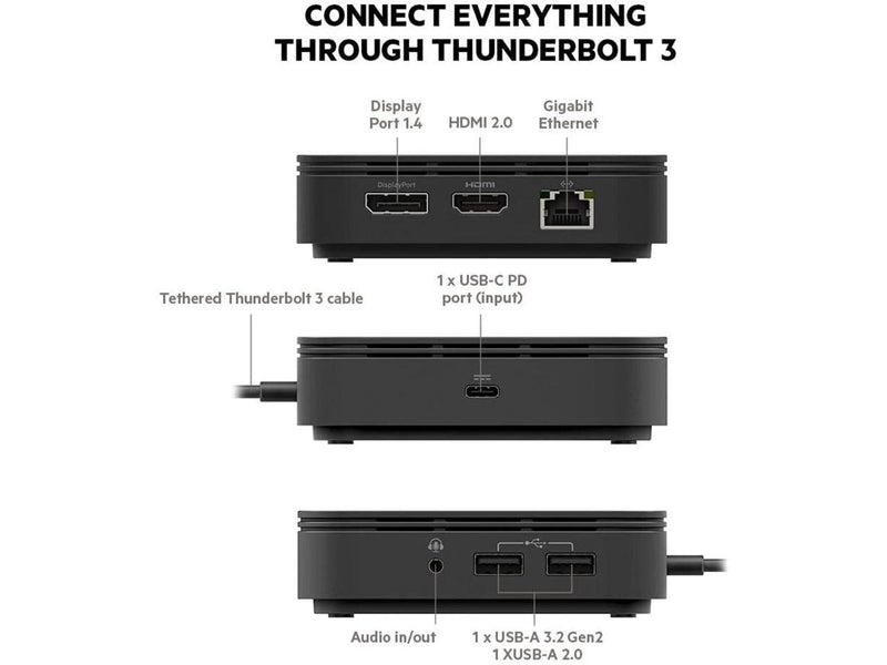 Belkin Thunderbolt 3 Dock Core (Mac and Windows) w/ Thunderbolt 3 Cable Dual 4K