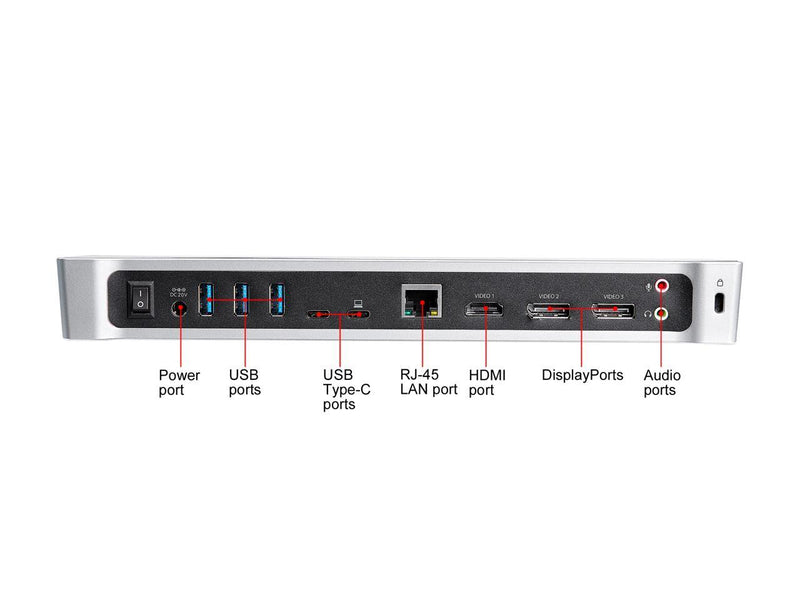 StarTech.com Black/Silver DK30CH2DEP USB C Dock - Triple 4K - 100W USB PD - Mac,