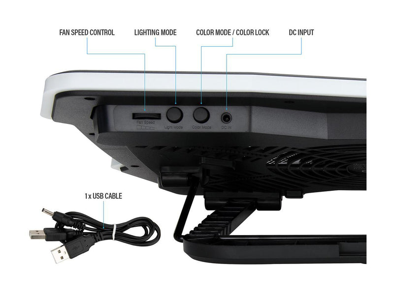 Rosewill RGB Laptop Cooling Pad, Supports 12-17 Inch Notebooks, Adjustable