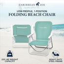CARIBBEAN JOE Folding Beach Chair, 1 Position Lightweight (200lbs Capacity) - Brand New