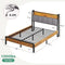 Novilla Full Size Bed Frame Storage Platform RGB Lights Charging Station - Brown - Like New