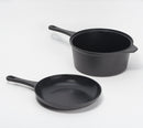 ZAKARIAN 9" NON-STICK CAST IRON 2-IN-1 SAUCE & FRY PAN - BLACK Like New