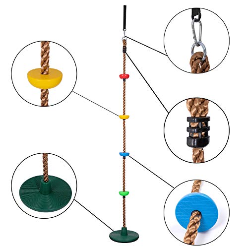 SUNNYGLADE 6.5FT CLIMBING ROPE TREE SWING SEAT SEAT SET WITH DISCS - MULTICOLOR - Like New