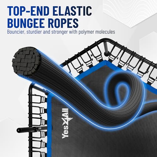 YES4ALL 48-INCH REBOUNDER TRAMPOLINE WITH ADJUSTABLE HANDLE BAR - BLACK - Like New