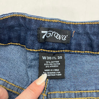 7GROOVE MEN'S JEANS STRAIGHT DENIM - SIZE: MEN 30/30 - DARK INDIGO - Brand New