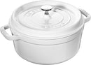 STAUB Cast Iron Dutch Oven 4-qt Round Cocotte Serves 3-4 1102402 - WHITE - Like New