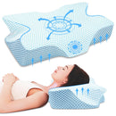 ANVO CERVICAL NECK PILLOW FOR NECK AND SHOULDER PAIN - SIZE: FIRM - QUEEN - BLUE - Like New