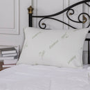 Bamboo Memory Foam Pillow with Removable Cover - White/Green Accents - King Like New