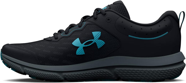 3026175 Under Armour Men's Charged Assert 10 Running Shoe Black/Black/Blue 14 Like New