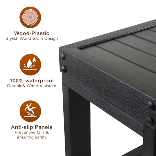 ZOMOFEW HOT TUB STEPS, NON-SLIP WOOD-LOOKING PLASTIC SPA STP - BLACK - Like New