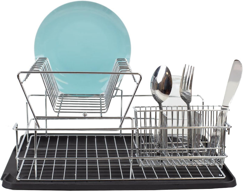 Home Basics Deluxe 2 Tier Dish Rack - Black Like New