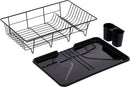 SWEET HOME COLLECTION DISH DRAINER DRAIN BOARD,UTENSIL HOLDER - BLACK - Like New
