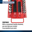 MICHEALPRO MICHAELPRO 80-PC SOCKET ORGANIZER TRAY HEAVY DUTY RACK - RED/BLACK - Like New