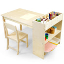 BBGROUNDGRM KIDS ART TABLE AND CHAIR SET BIRCH WOODEN ACTIVITY CRAFT TABLE - Like New