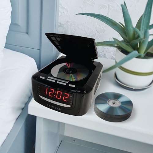 PROSCAN CD CLOCK RADIO WITH USB CHARGER PCR4986 - BLACK - Like New