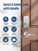 ELAMOR M19 KEYLESS ENTRY DOOR LOCK WITH 2 LEVER HANDLES KEYHOLE - SAND NICKEL - Like New