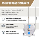 Vivapower 15" Pressure Washer Surface Cleaner for Driveway, Concrete - Silver - Like New