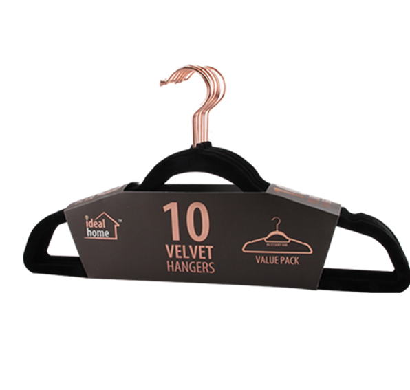IDEAL HOME VELVET HANGER 10PK - BLACK ROSE GOLD - Like New