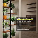 VANYICHOO Metal Plant Stand with Grow Lights for Indoor Outdoor (Retro Wood,8T) - Brand New