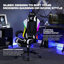 X ROCKER PC GAMING DESK CHAIR WITH WHEELS ADJUSTABLE ERGONOMIC - BLACK AND WHITE - Like New