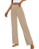 HUUKEAY 3 WOMEN'S LOUNGE PANTS, WIDE LEG, 3 Pack, Black, Brown, Khaki, XL - Brand New