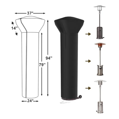 FIRE SENSE 02129 VINYL COVER FULL LENGTH OUTDOOR PATIO HEATERS - BLACK - Like New