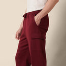 AMAZON ESSENTIALS MEN'S CARGO FLEECE OPEN BOTTOM SIZE L - DARK RED - Brand New