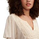 Lucky Brand Women's Crochet Yoke Babydoll Top Whisper White L B0CSQNL2FV - Brand New