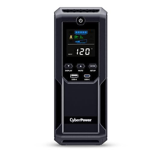 CYBERPOWER CP1500AVRLCD3 INTELLIGENT LCD UPS SYSTEM, 1500VA/900W - BLACK - Like New