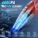 FUOAYOC HANDHELD VACUUM CORDLESS,CAR CORDLESS RECHARGEABLE 6KPA LIGHT - RED - Like New