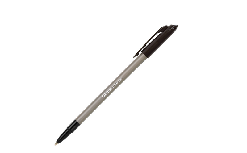 OFFICE DEPOT BRAND TINTED BALLPOINT STICK PENS POINT 1.0 MM PACK OF 12 - BLACK - Brand New