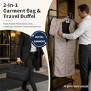 VERAGE 22-INCH GARMENT DUFFEL BAG, CARRY-ON SUIT TRAVEL BAG, 45L, GDB-001 -BLACK - Brand New