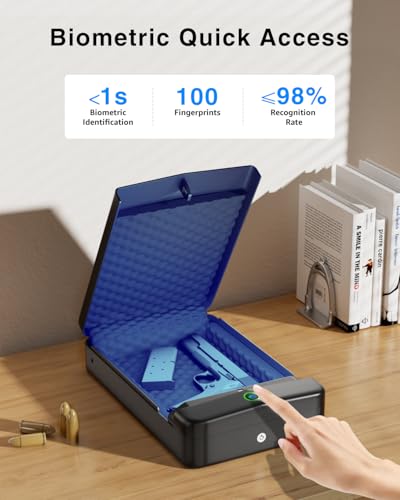 SOOWAY SMALL PISTOL GUN SAFE BIOMETRIC GUN SAFE FOR HANDGUN - BLACK - Like New