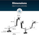Varidesk Dual Monitor Arm Desk Mount 48003 - Silver - Like New