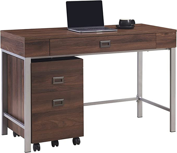 Realspace Brezio 47"W Computer Desk with Mobile File Cabinet 5095009 - Brown - Like New