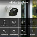 CHAMBERLAIN MYQ OUTDOOR BATTERY CAMERA 2K CAMERA COLOR NIGHT 2 PACK - WHITE - Like New