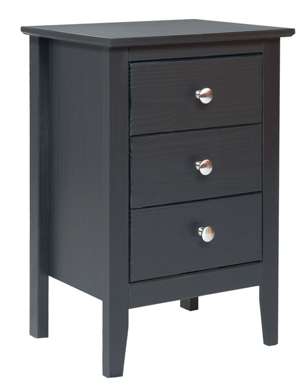 ADEPTUS JELA EASY PIECES SOLID WOOD 3 DRAWER END TABLE/NIGHTSTAND, 77245 - BLACK - Like New