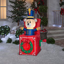 GEMMY HOME ACCENTS HOLIDAY 5 FT. ANIMATED INFLATABLE BEAR IN BOX - MULTICOLOR - Like New