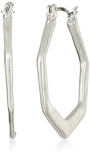 THE SAK HEXAGON SHAPED HOOP EARRINGS - SILVER - Like New