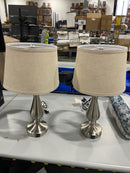GENERIC MODERN SILVER TABLE LAMPS SET OF 2 22INCH TALL LAMPS LIVING ROOM BEDROOM - Like New
