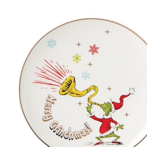 LENOX 894166 MERRY GRINCHMAS 4-PIECE ASSORTED ACCENT PLATE - GREEN - Like New