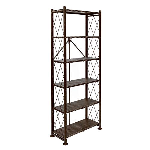 Origami 6 Tier Classic Stamped Steel Bookcase Shelf Organizer Rack - Bronze - Like New