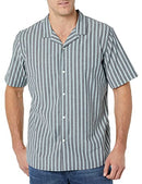 AMAZON ESSENTIALS MEN'S VACATION COTTON RESORT SHIRT, NAVY STRIPE, SIZE XL - Brand New
