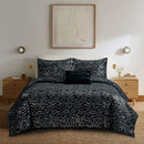 BUSAN 5 PIECES METALLIC MARBLE REVERSIBLE TEXTURED DESIGN SET - SIZE K - BLACK - Like New
