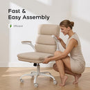 AMSEATEC HOME OFFICE DESK CHAIR FABRIC FLIP-UP ARMRESTS COMFY TASK - BEIGE - Brand New