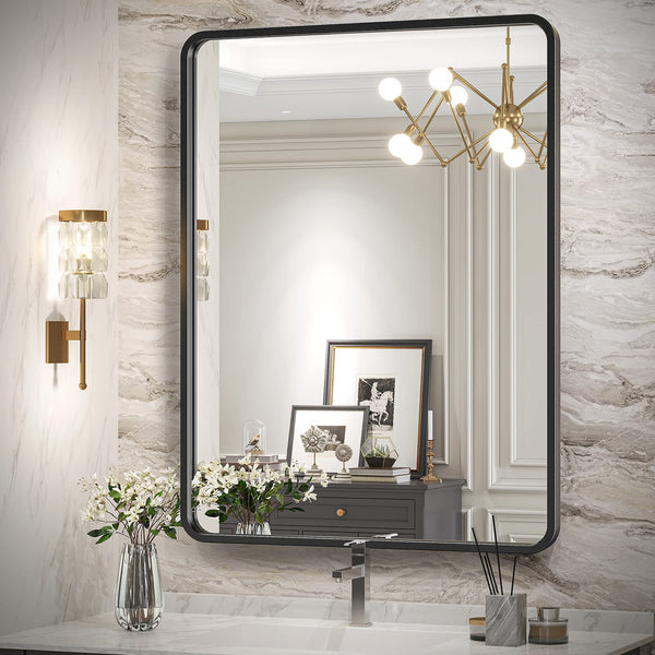 Brightify Black Bathroom Mirror 20" x 28" Rectangular Framed Mirror SY3035-20X28 - Like New