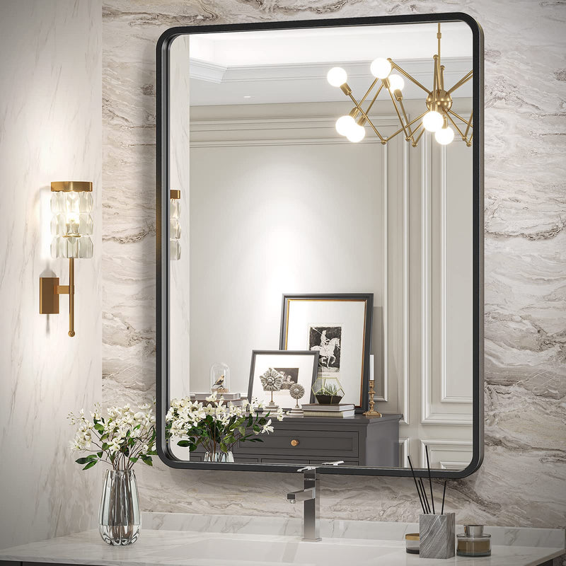 Brightify Black Bathroom Mirror 20" x 28" Rectangular Framed Mirror SY3035-20X28 - Like New