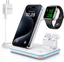 WAITIEE Wireless 3 in 1 15W Fast Charging Station for Apple Devices - WHITE Like New